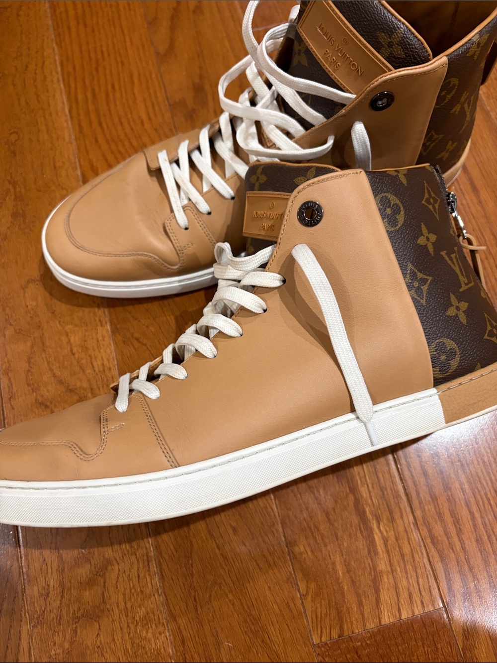Louis Vuitton Beige/Tan Monogram High-Top Sneakers
